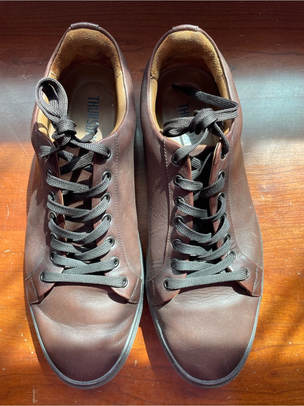Men's Thursday Brown Leather Lace-Up Sneakers size 12